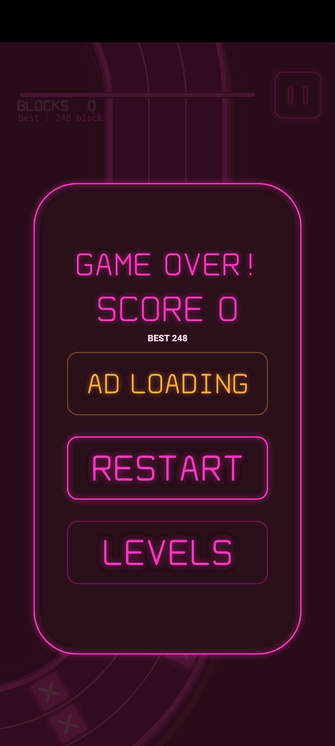 bloQus Limitless mode result screen